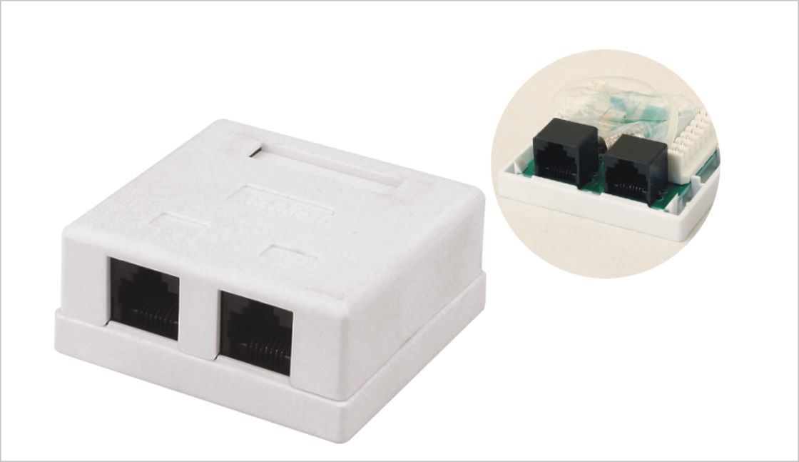 2-portowy gniazdko sieciowe Gniazdo do montażu powierzchniowego RJ45 CAT5E CAT6 Biały kolor YH7014